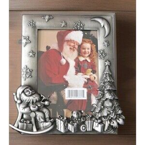 Gift Alliance Christmas Pewter Santa Gifts Tree Scene 4"x6" Photo 6x6.5” Frame